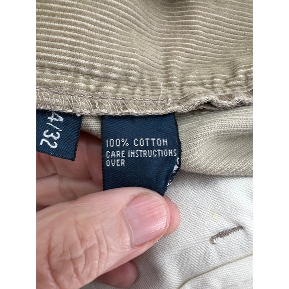 Polo Ralph Lauren Hammond Pants Mens Tan Corduroy Pleated Cuffed 34x32 Khaki - Picture 11 of 13